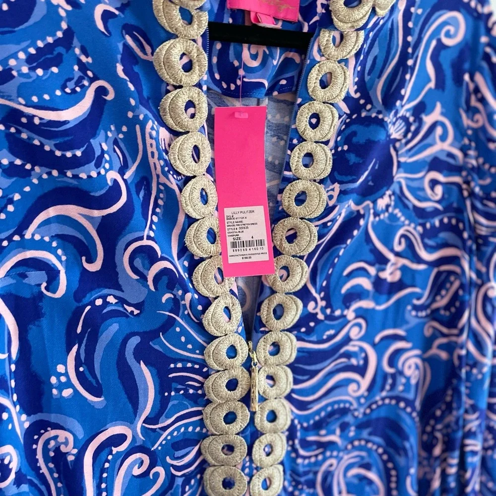🚫SOLD🚫NWT Lilly Pulitzer Gracelynn Stretch Dress In Coastal Blue Whispurr💙 - Picture 15 of 16